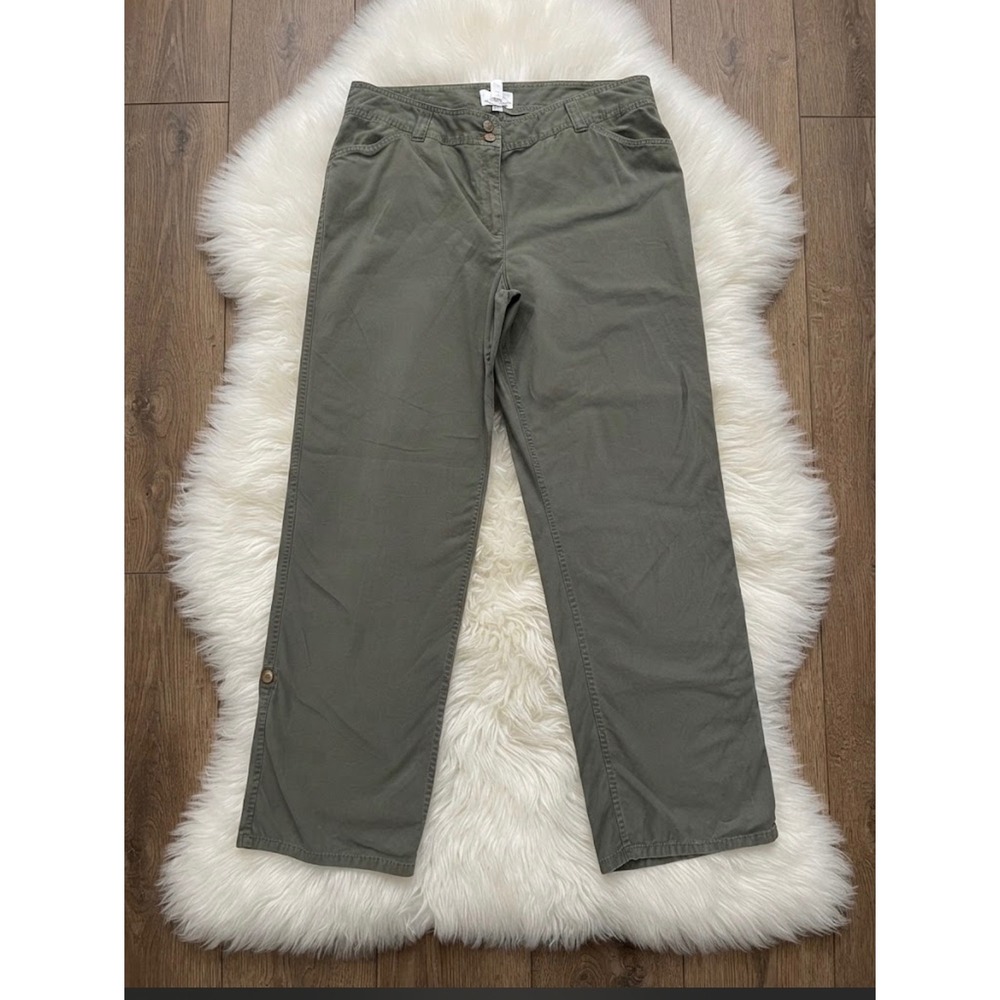 Charter Club Olive Green Straight Leg Utility Pants Sage Cotton Blend Size 16